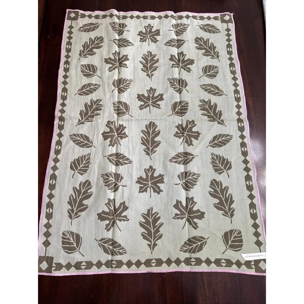 Anthropologie‎ Danika Kitchen Towel Dish Tea Scandi Modern Oak Leaf Geometric